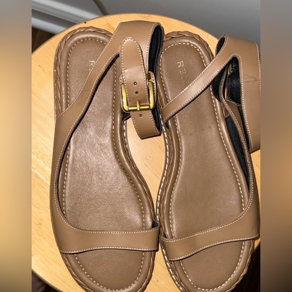 REISS Tan Leather Slingback Sandals Size 7.5 - Picture 7 of 12